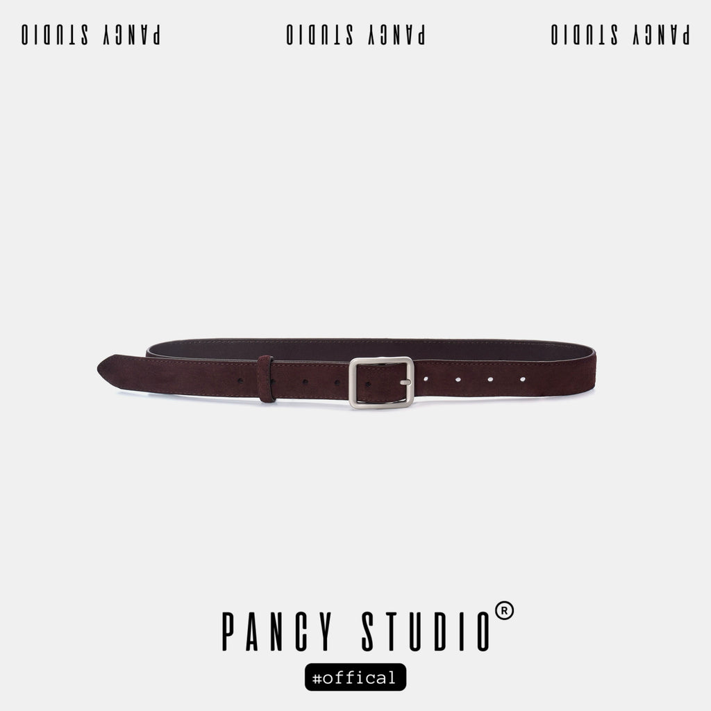 PANCY Retro Autumn and Winter Maillard Turned Cowhide Waist