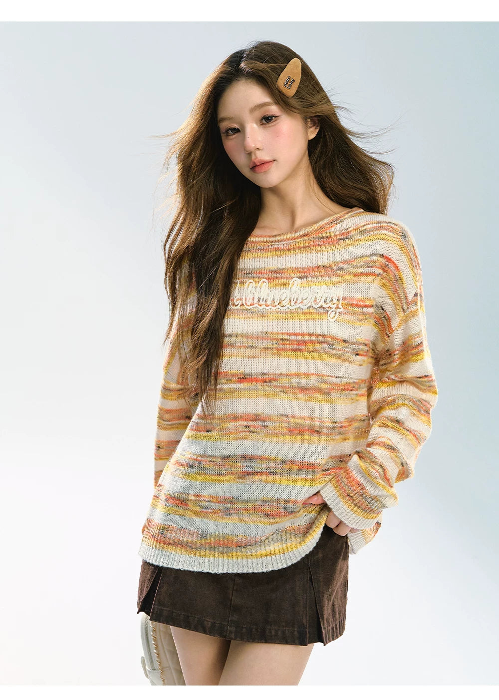 Ablueberry Gradual Change Contrasting Striped Sweater