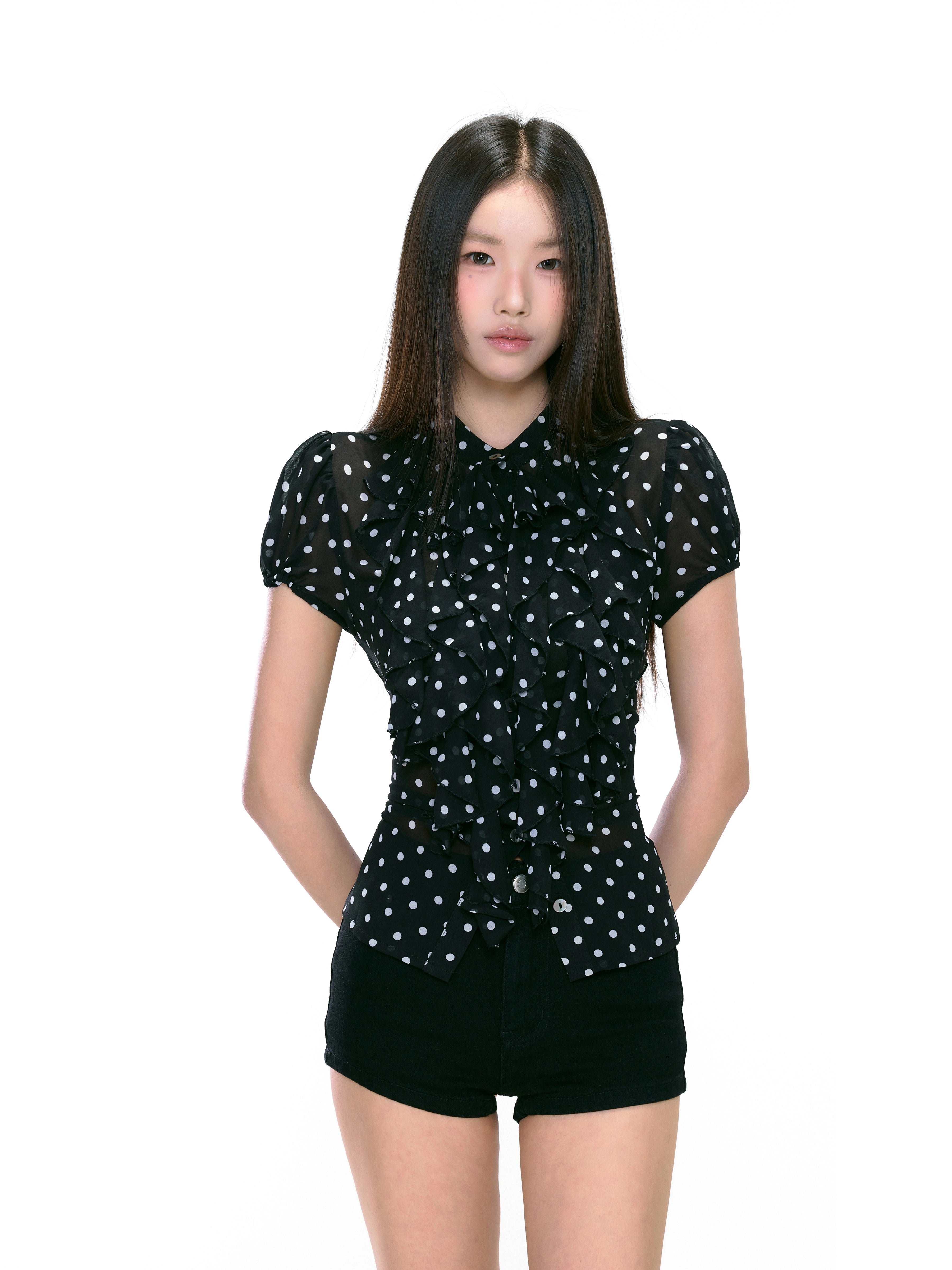 WITHMIN Waist Polka Dot Design Shirt