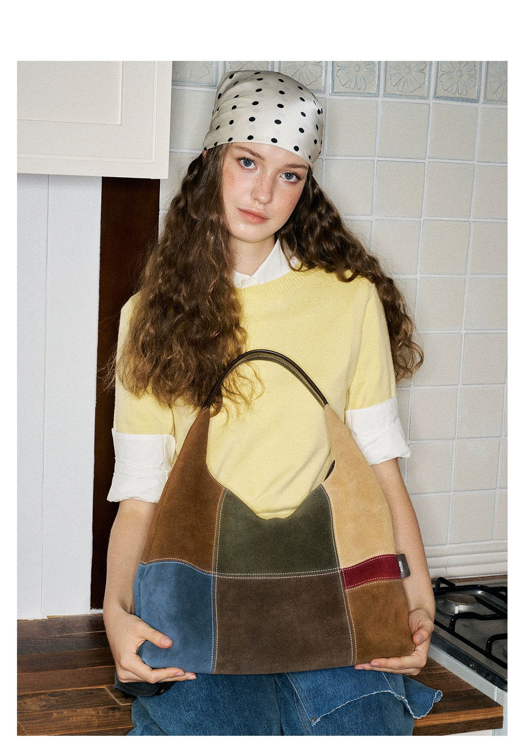 MUVA Color Matching Leather Large Capacity Shoulder Bag