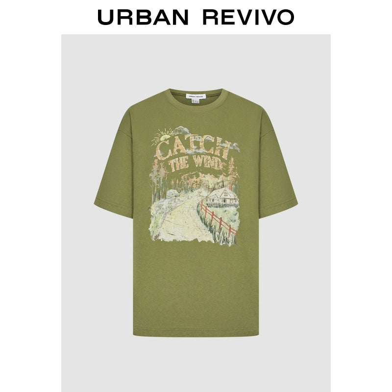 URBAN REVIVO Luli Retro Printed Crew Neck Tee