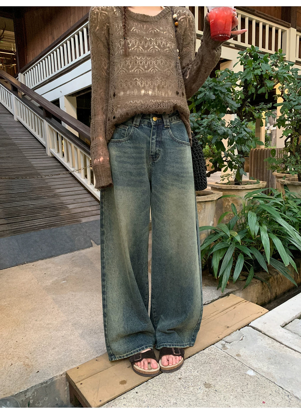 KANO Vintage Wide Leg Straight Pants Jeans