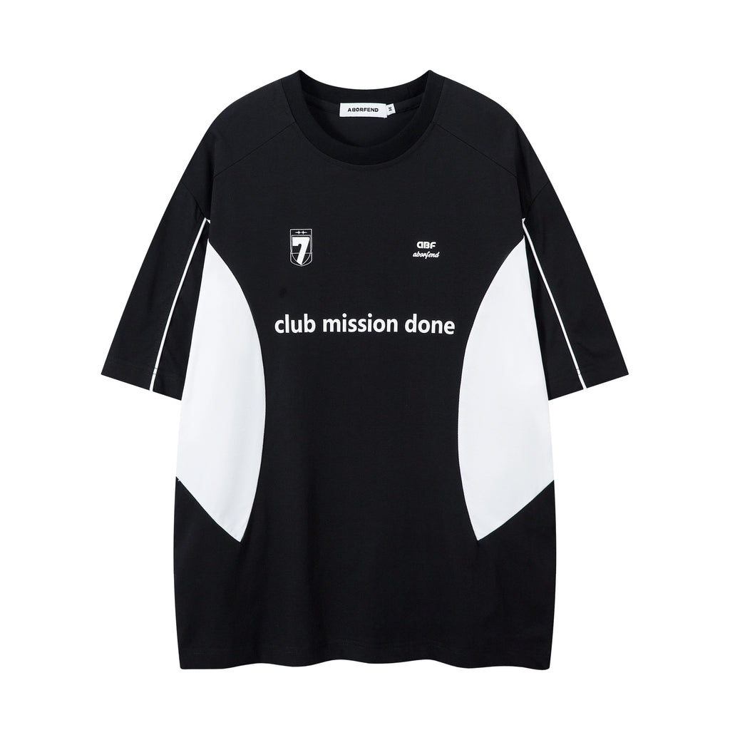 BeOurRule Cool Quick Drying American Badge Splicing Loose Tee