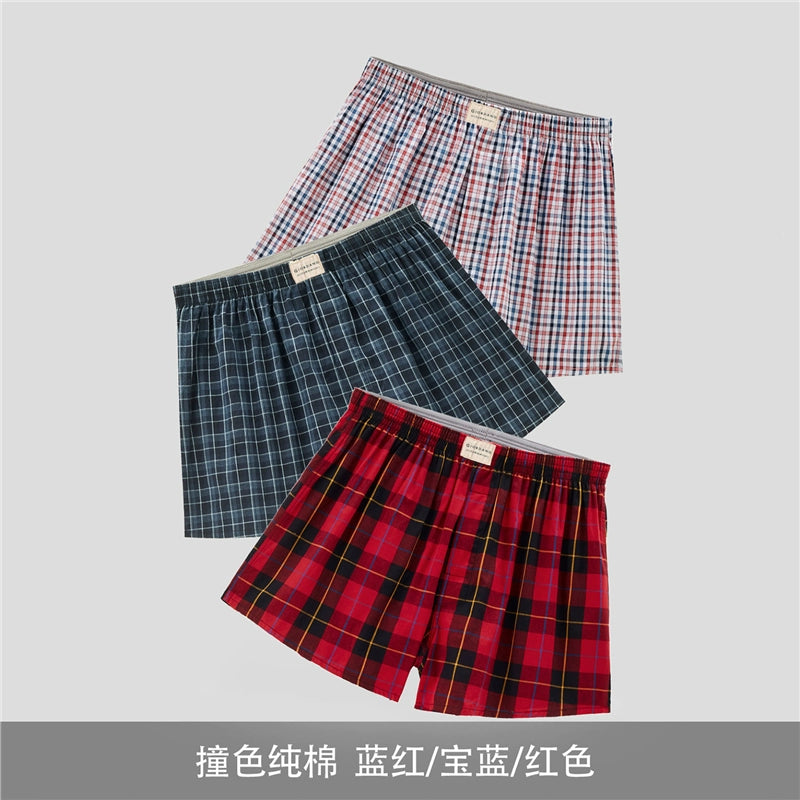 Giordano Underwear Men's Three-Pack Cotton Woven Contrast Boxers