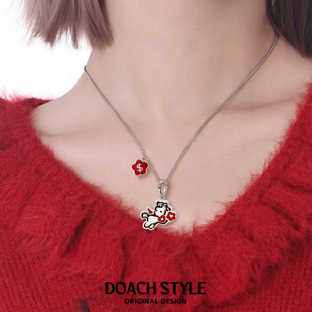 DOACH Pony Sweet Cool Pendant Exchangeable Clavicle Chain Necklace