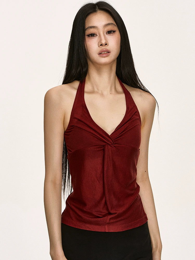 Anna Aneae V-neck Halter Neck Sling Vest