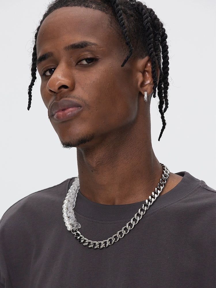 UNTILWERICH Street Pearl Titanium Steel Necklace