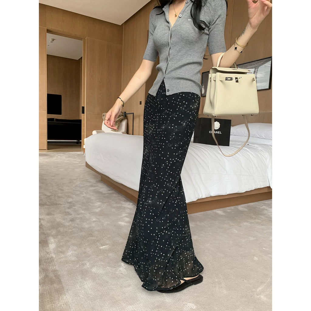 YOUNG KYLIN Floral Fishtail Skirt