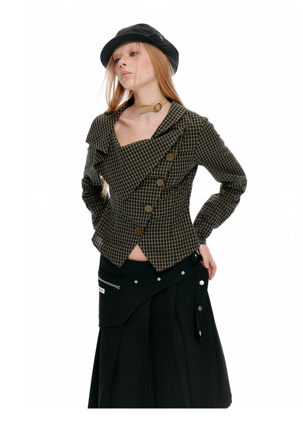 JIKOO Lapel Slim-fit Irregular Shirt