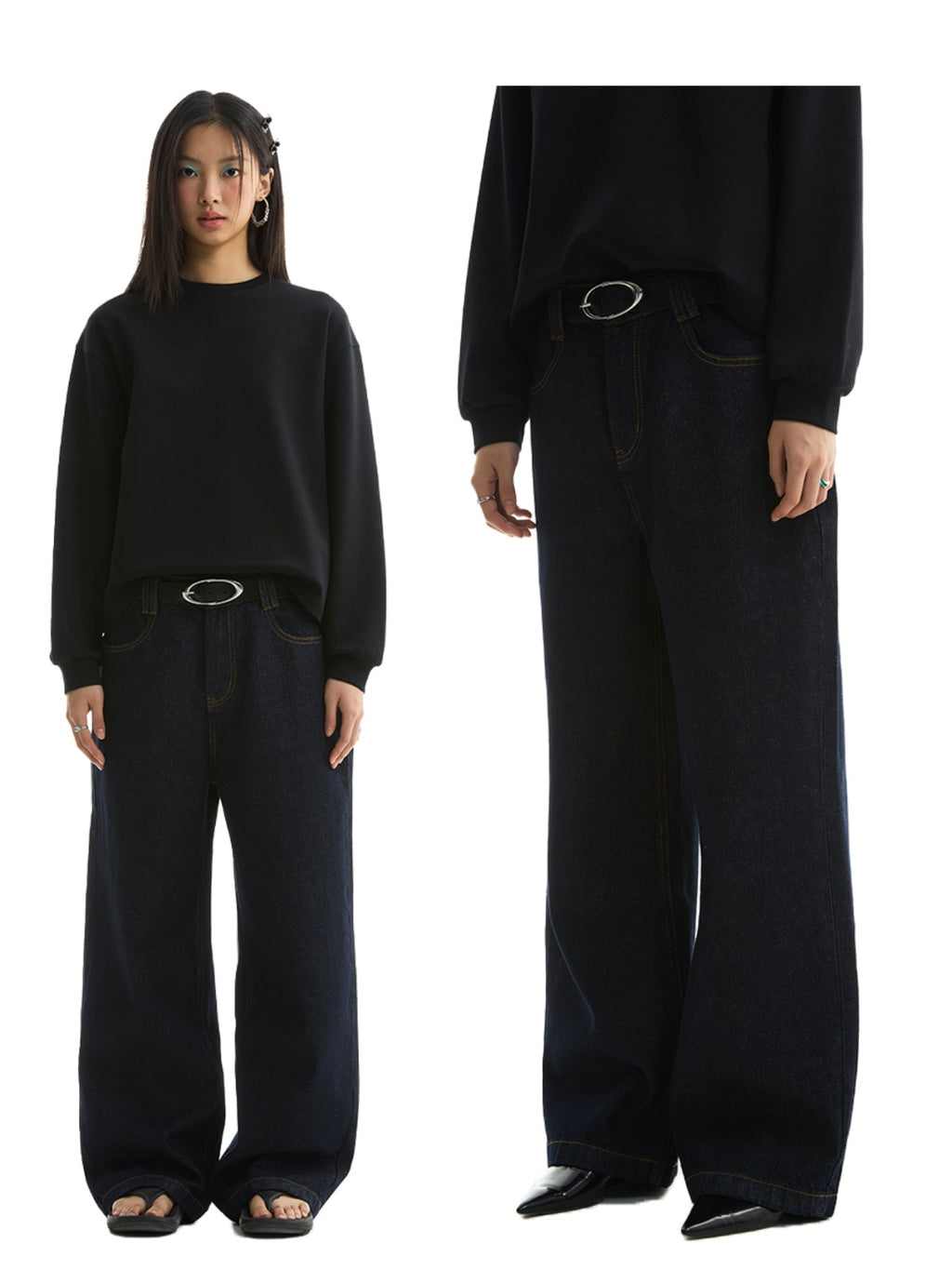 FUNKYFUN Denim Primary Color Straight Jeans