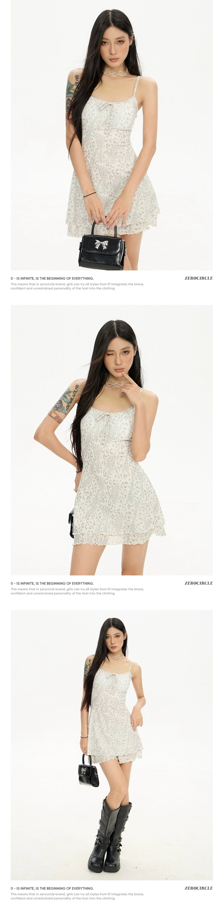 Zero Leopard Print Slim and Thin A Word with Chest Pad Suspender Skirt