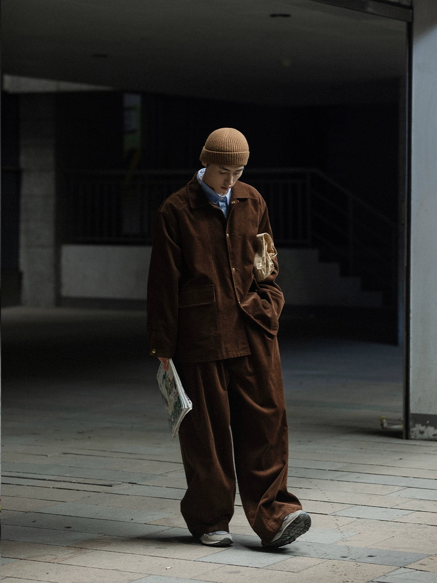 NOEARS Retro Corduroy Tooling Casual Trousers