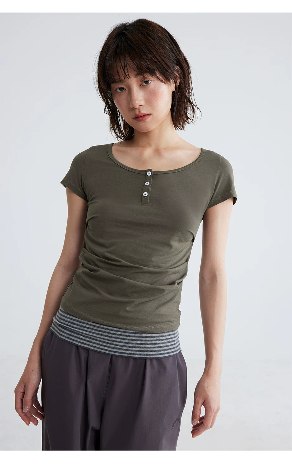 CryingCenter Round Neck Pleated Tee