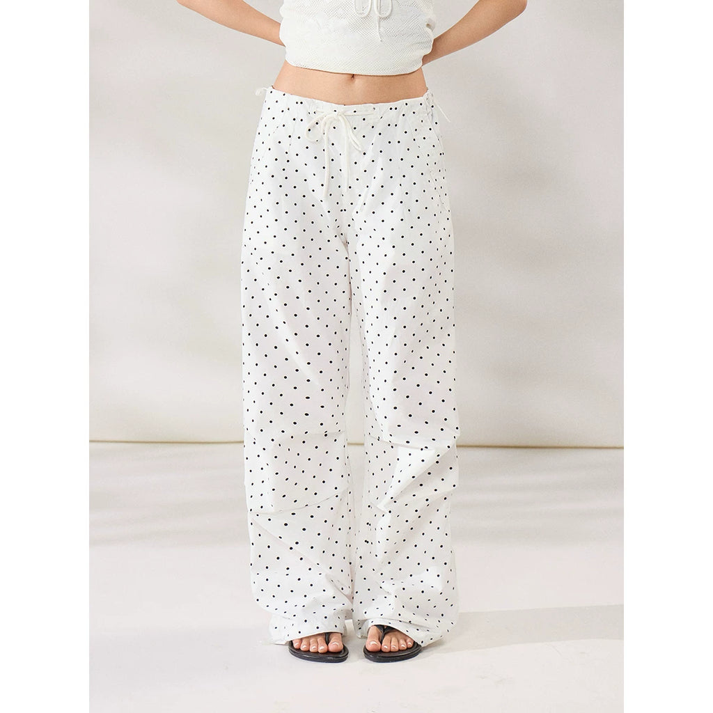 WITHMIN Polka Dot Slim Versatile Casual Pants