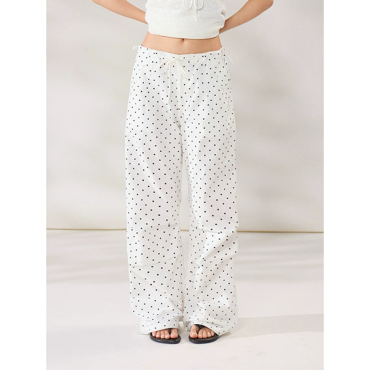 WITHMIN Polka Dot Slim Versatile Casual Pants