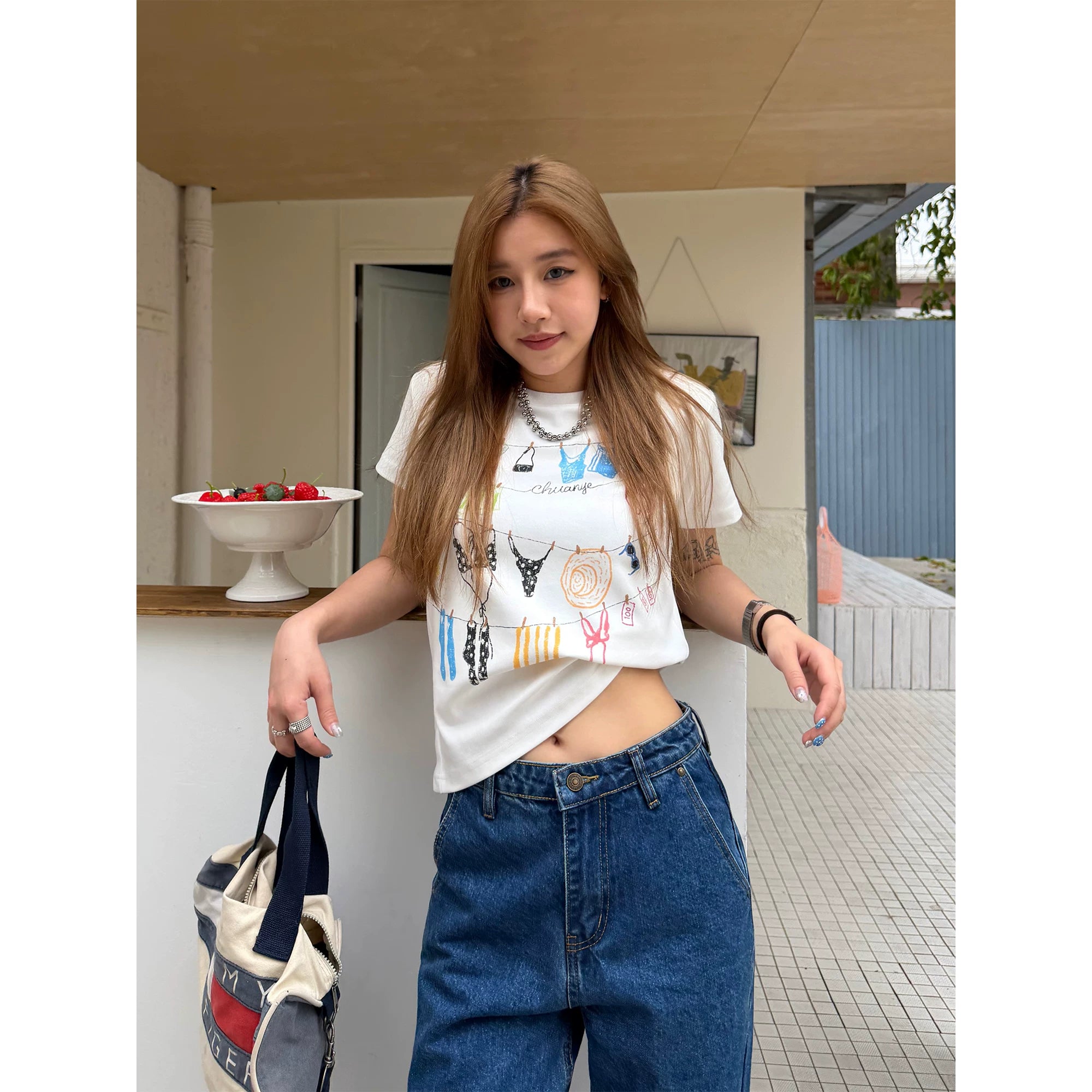 CCYE Graffiti Print Front Shoulder Tee
