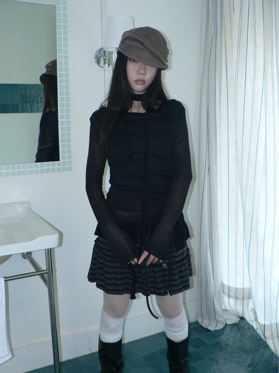 Ang: Project Stacked Lotus Leaf Edge Swing Collar Long Sleeve