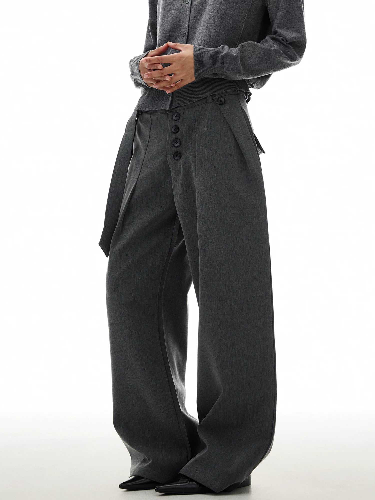 TRUQUEST Retro Drape Loose Straight Trousers