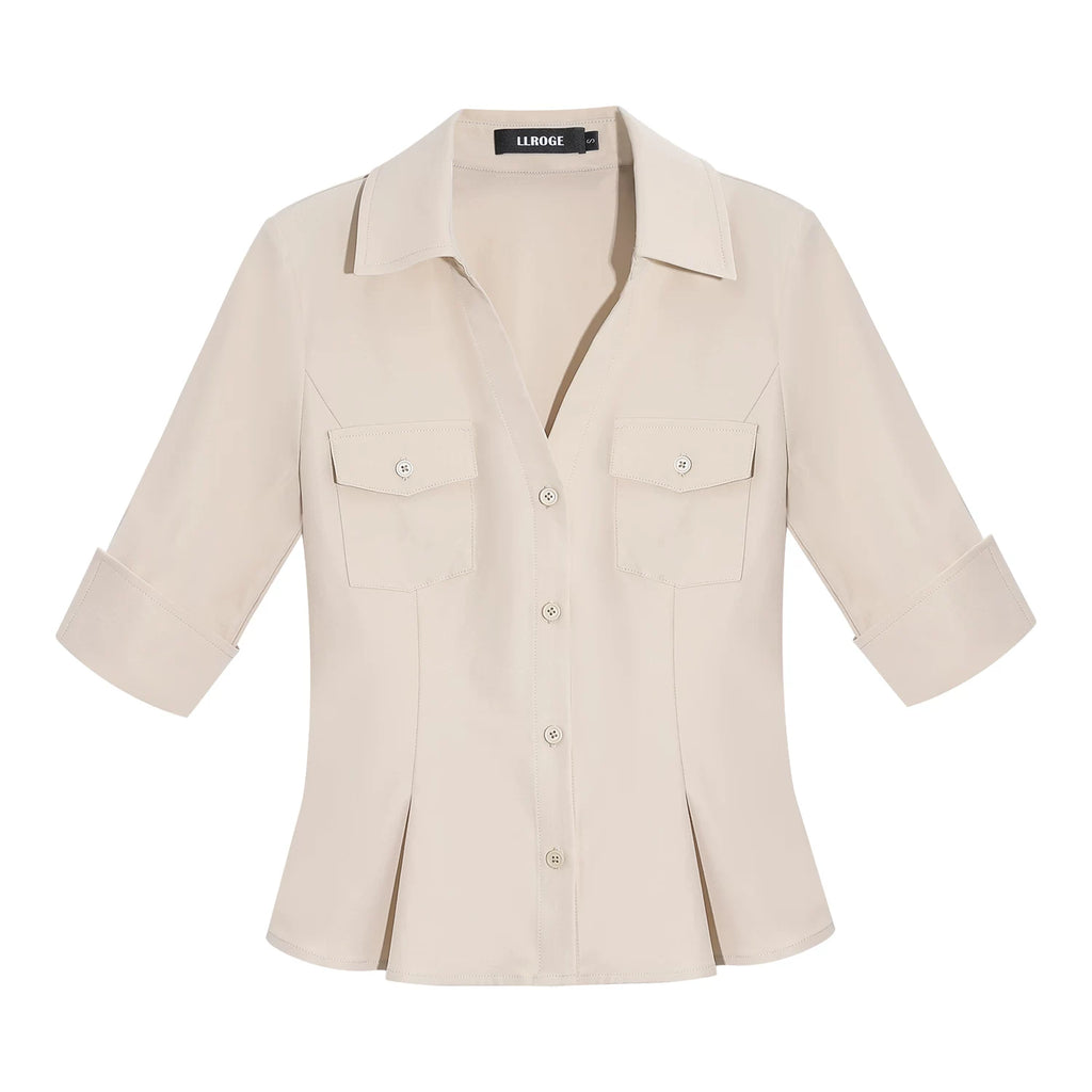 LLROGE Slim Fit and Thin Waist Shirt Skirt Set