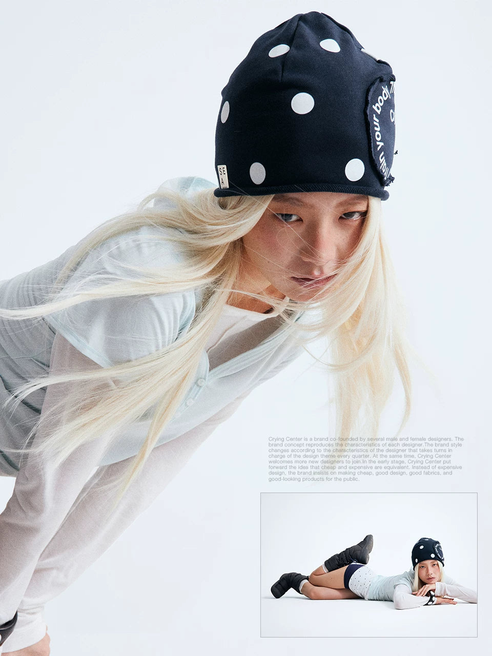 CryingCenter Polka Dot Edge Knitted Cold Cap