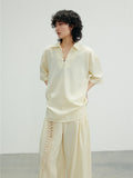 SUNYVONNE Minimalist V-neck Loose Short-sleeve Shirt