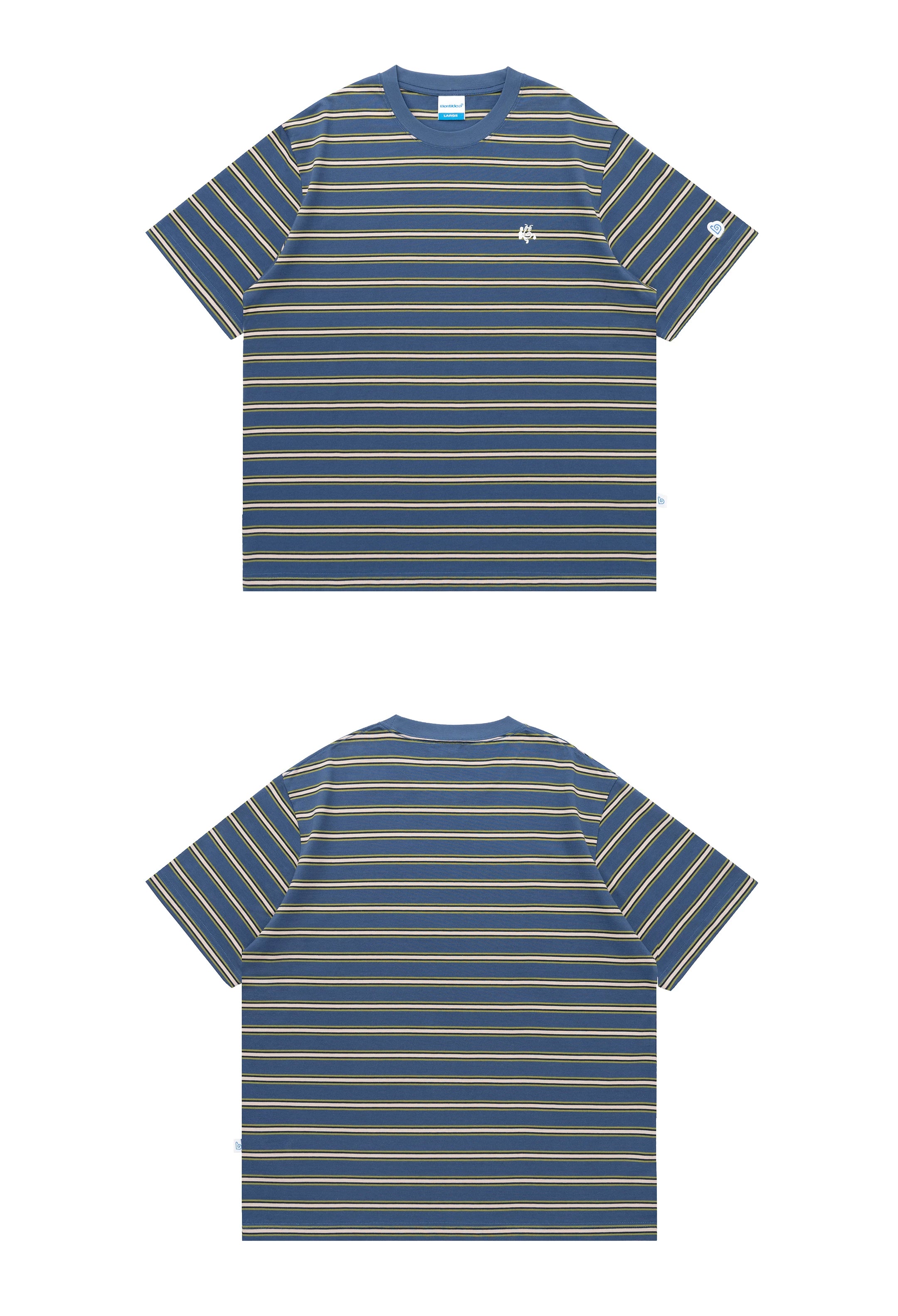 BENT IDEA Stripe Embroidery Casual Versatile Tee