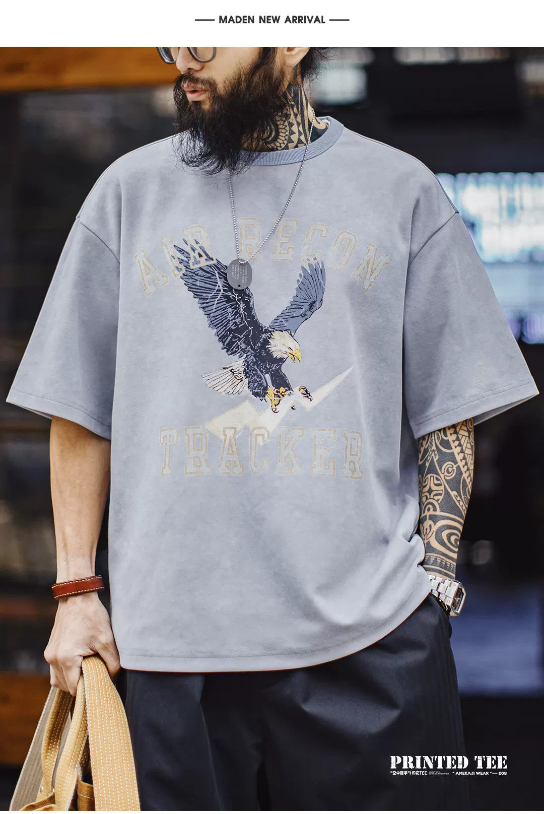 MADEN Retro Crew Neck Knitted Casual Tee