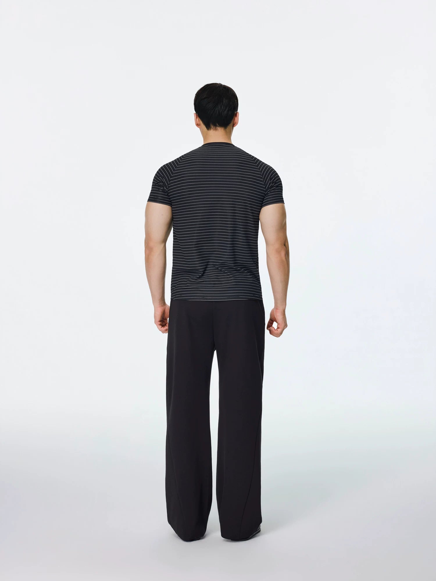 AFTERGLOW Striped Slim-fit Shoulder Sleeve Tee