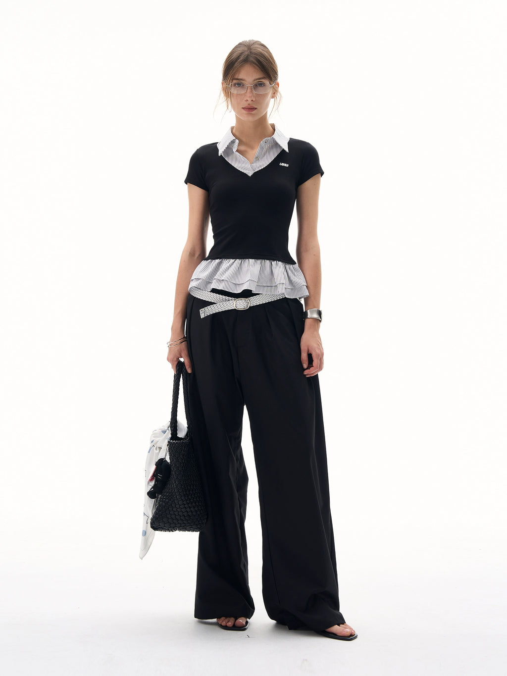 MADWITCH Splicing Fake Two Casual Tee