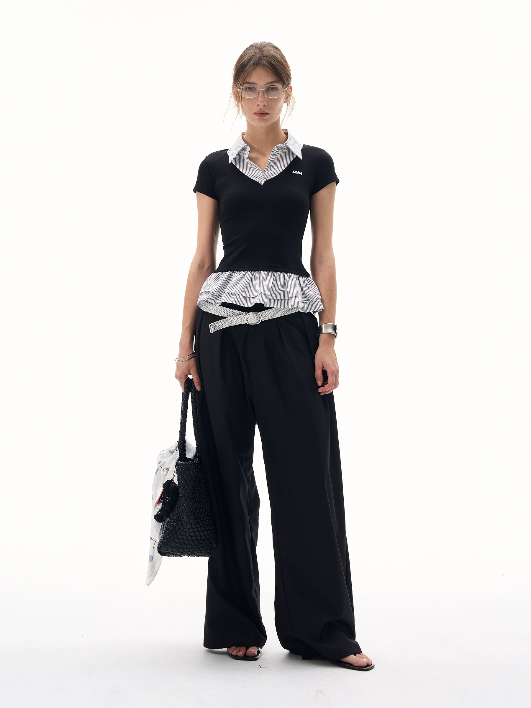 MADWITCH Splicing Fake Two Casual Tee