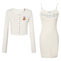 Imone Versatile Suspender Skirt Long-sleeved Cardigan Set