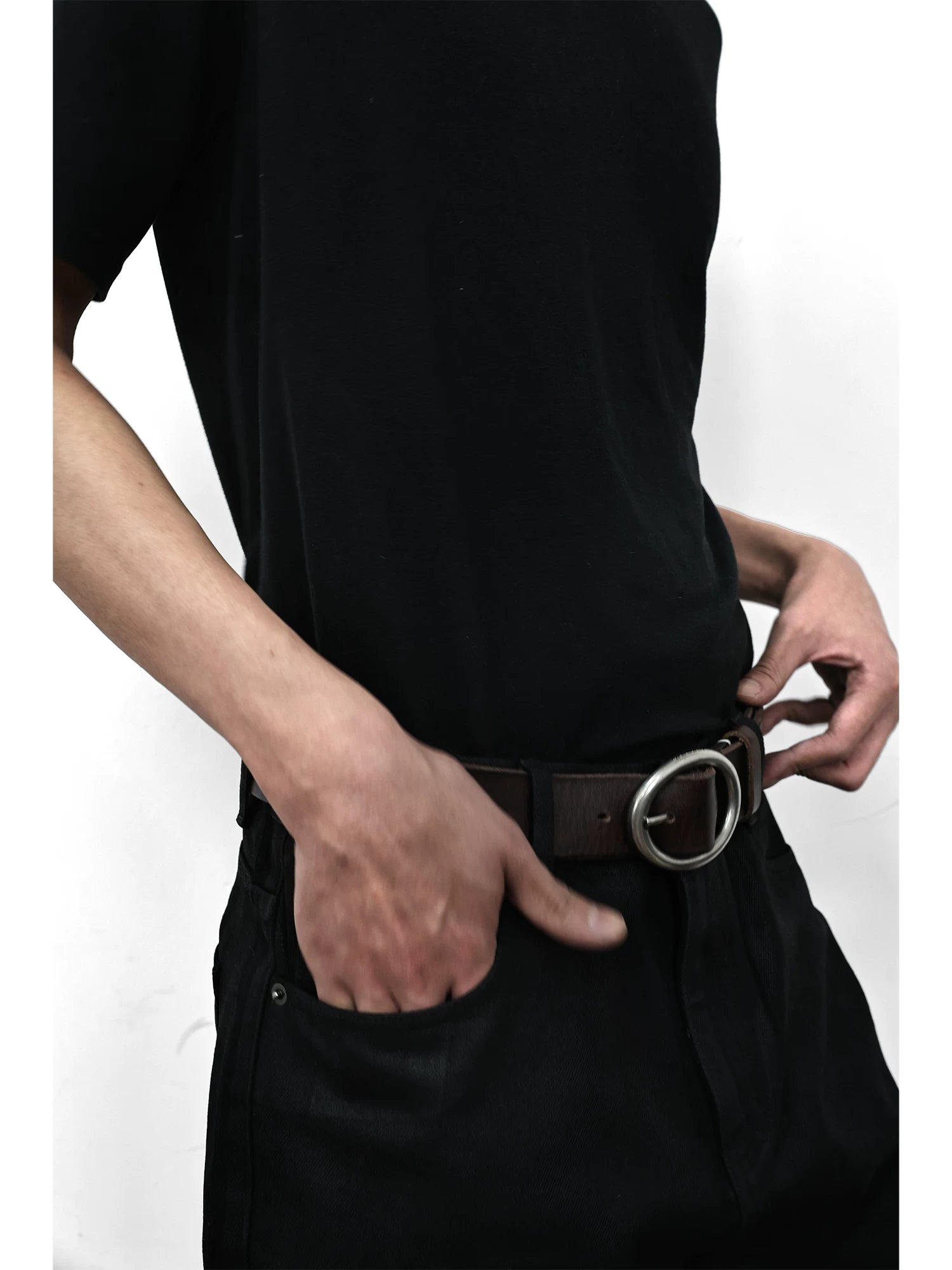 WANNALAB Top Layer Cowhide Hand-stitched Belt
