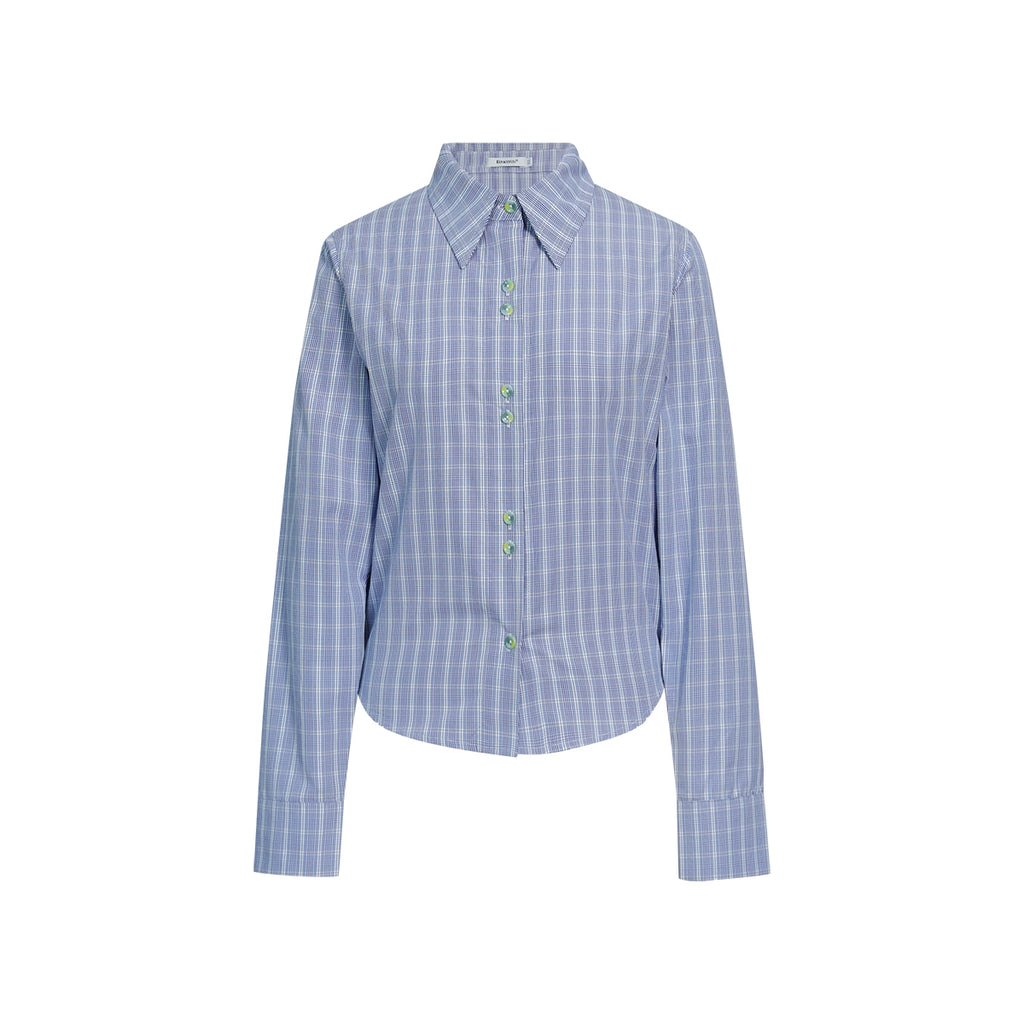 FUNKYFUN Checked Slim-fit Waist Long-sleeved Shirt