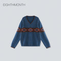 EIGHTHMONTH Vintage Jacquard V-neck Sweater