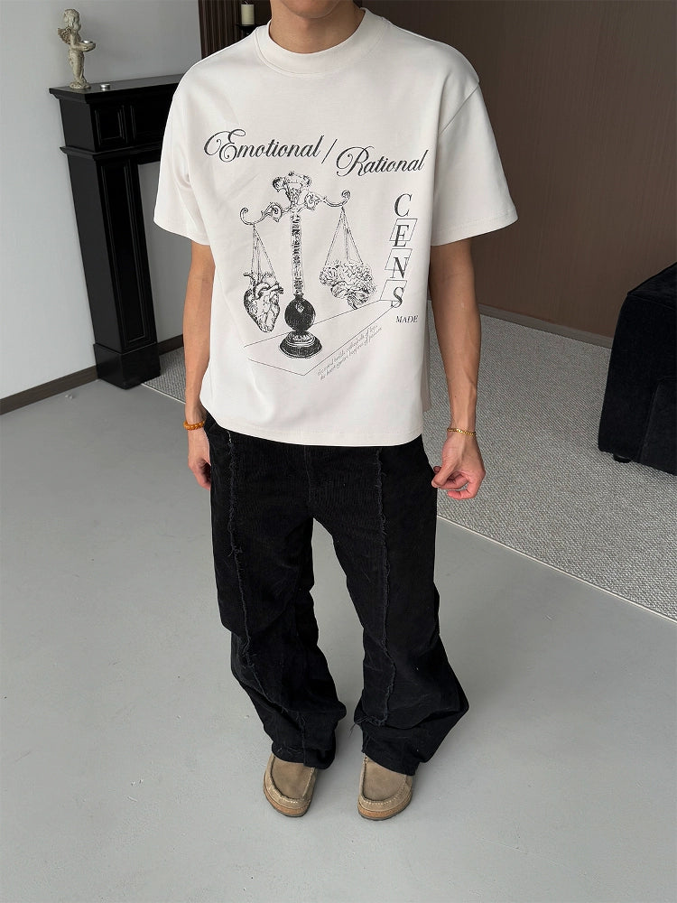 CENSMADE Balance Line Draft Printing Tee