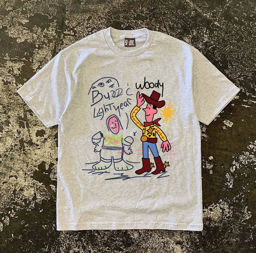 UPUPXIA Graffiti Print Casual Tee