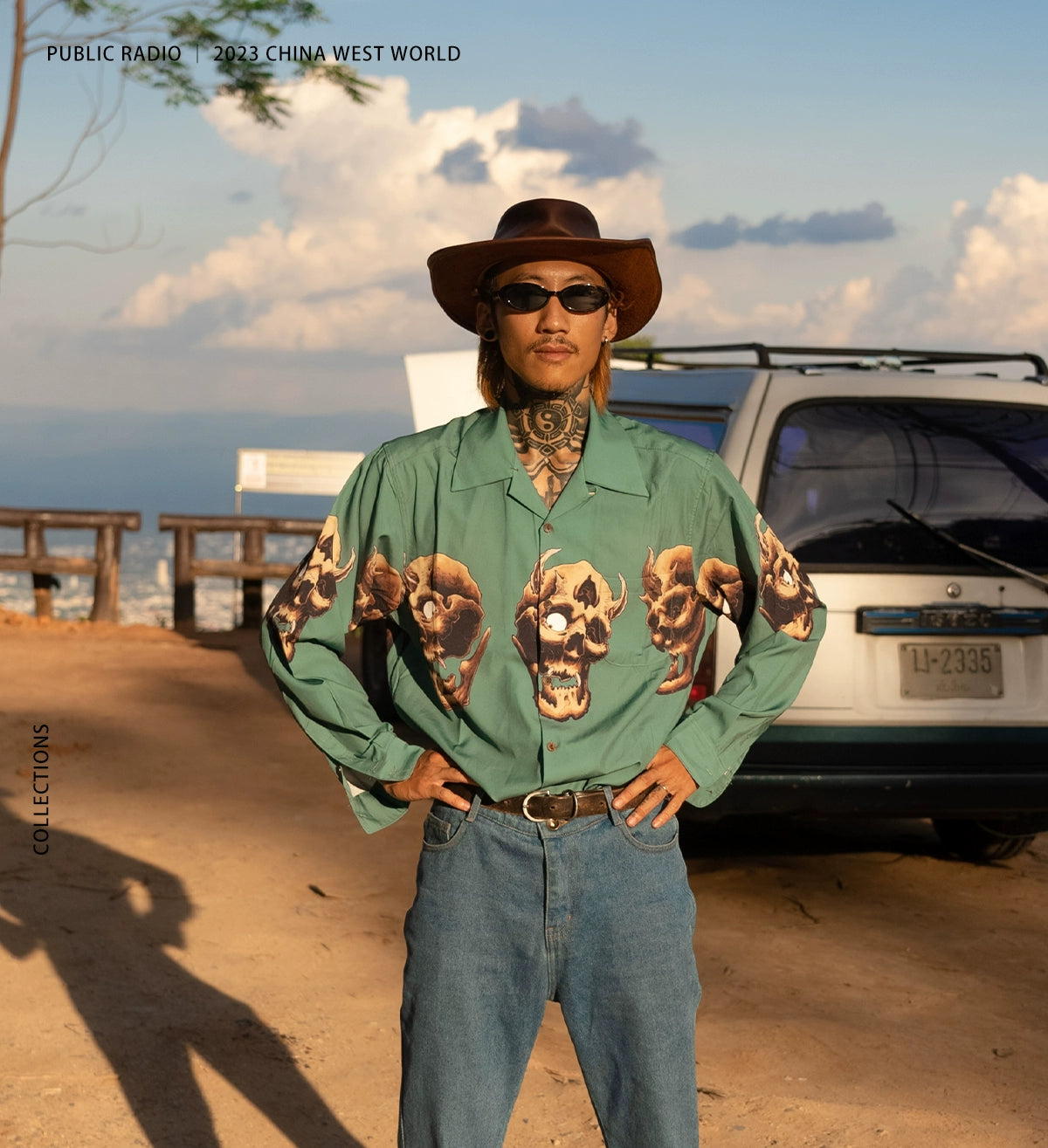 PUBLICRADIO Vintage Cuban Collar Long Sleeve Shirt