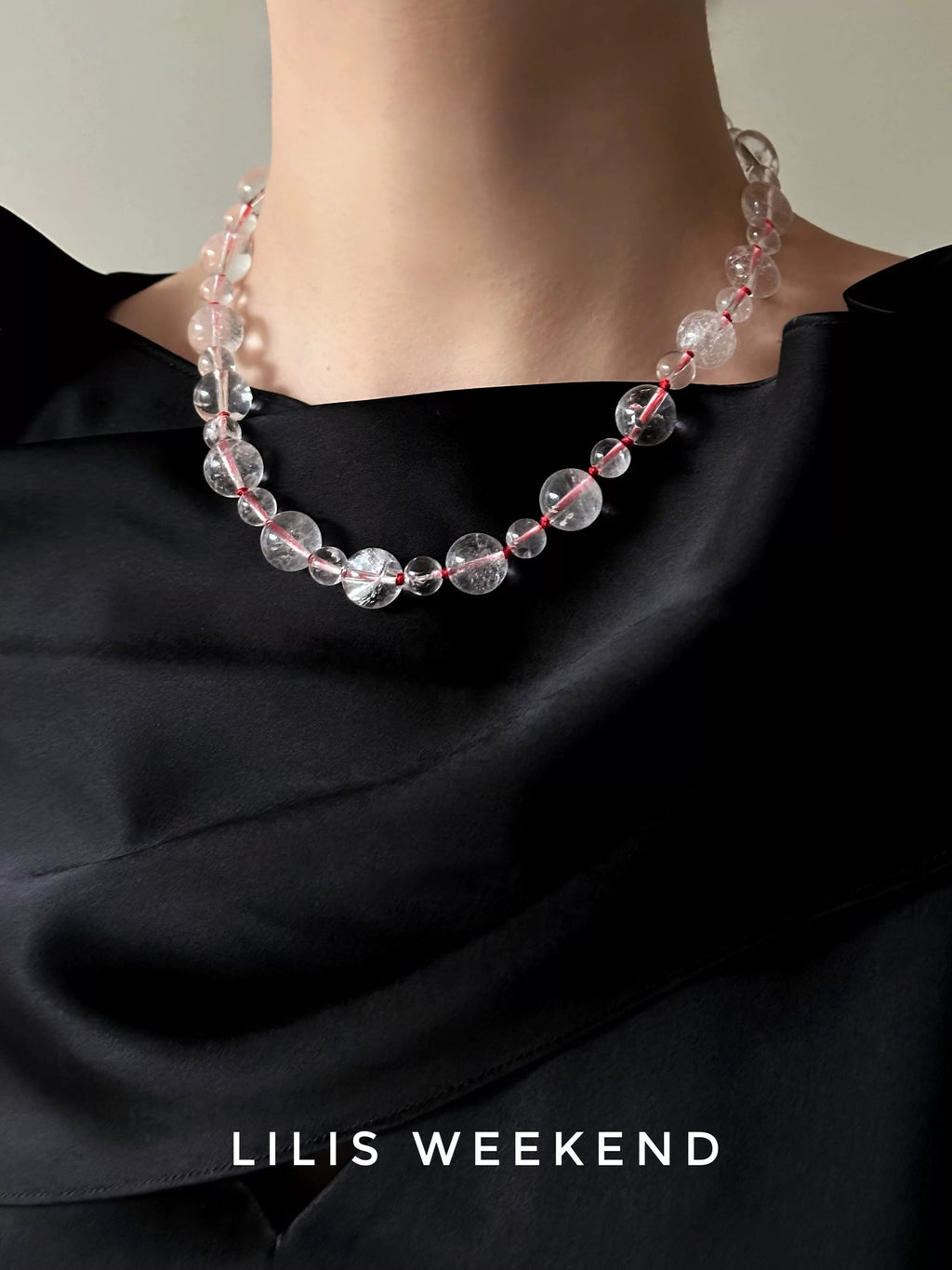 Lilis Weekend Red Rope Braided Handmade Beaded Necklace