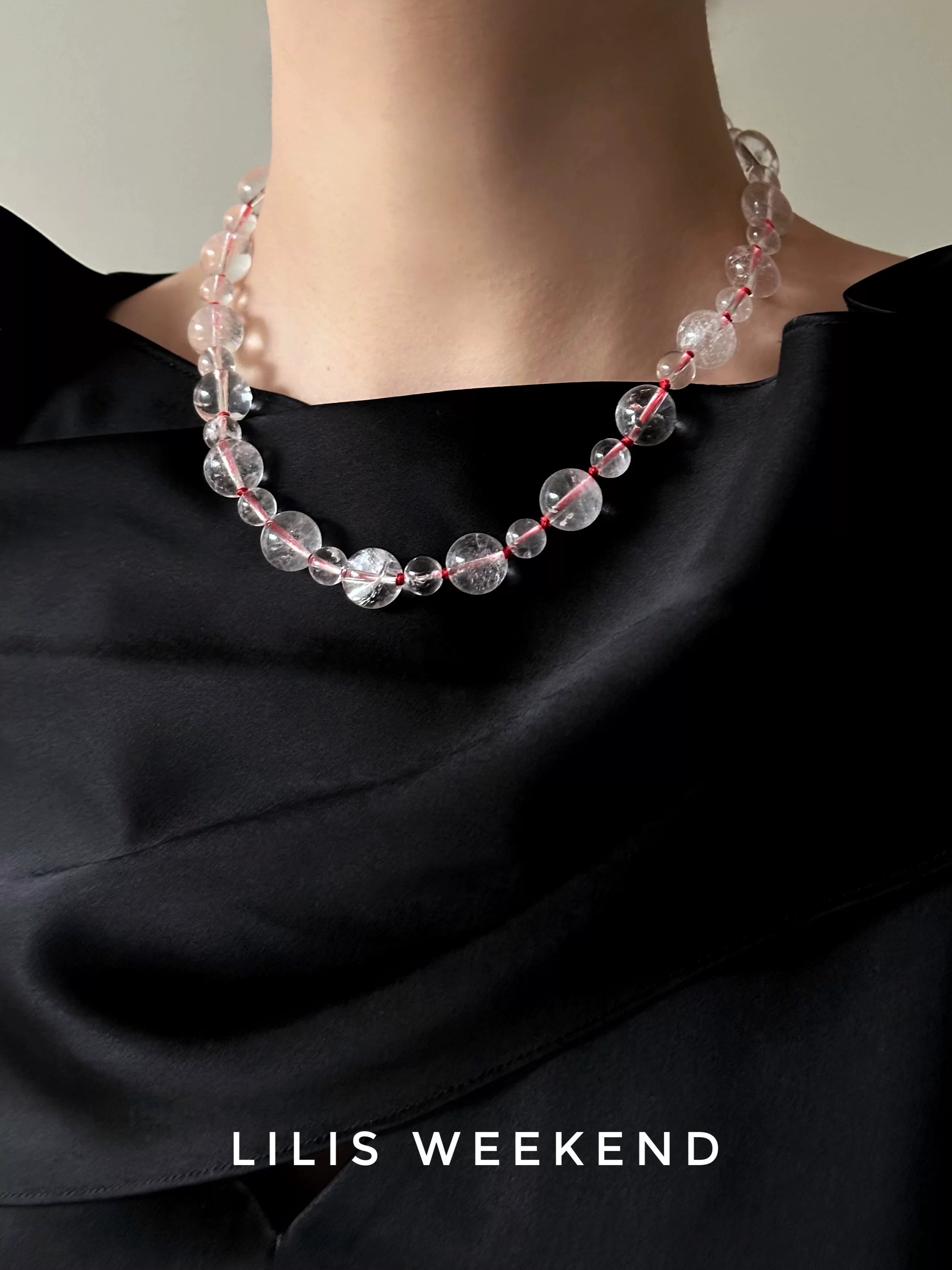 Lilis Weekend Red Rope Braided Handmade Beaded Necklace