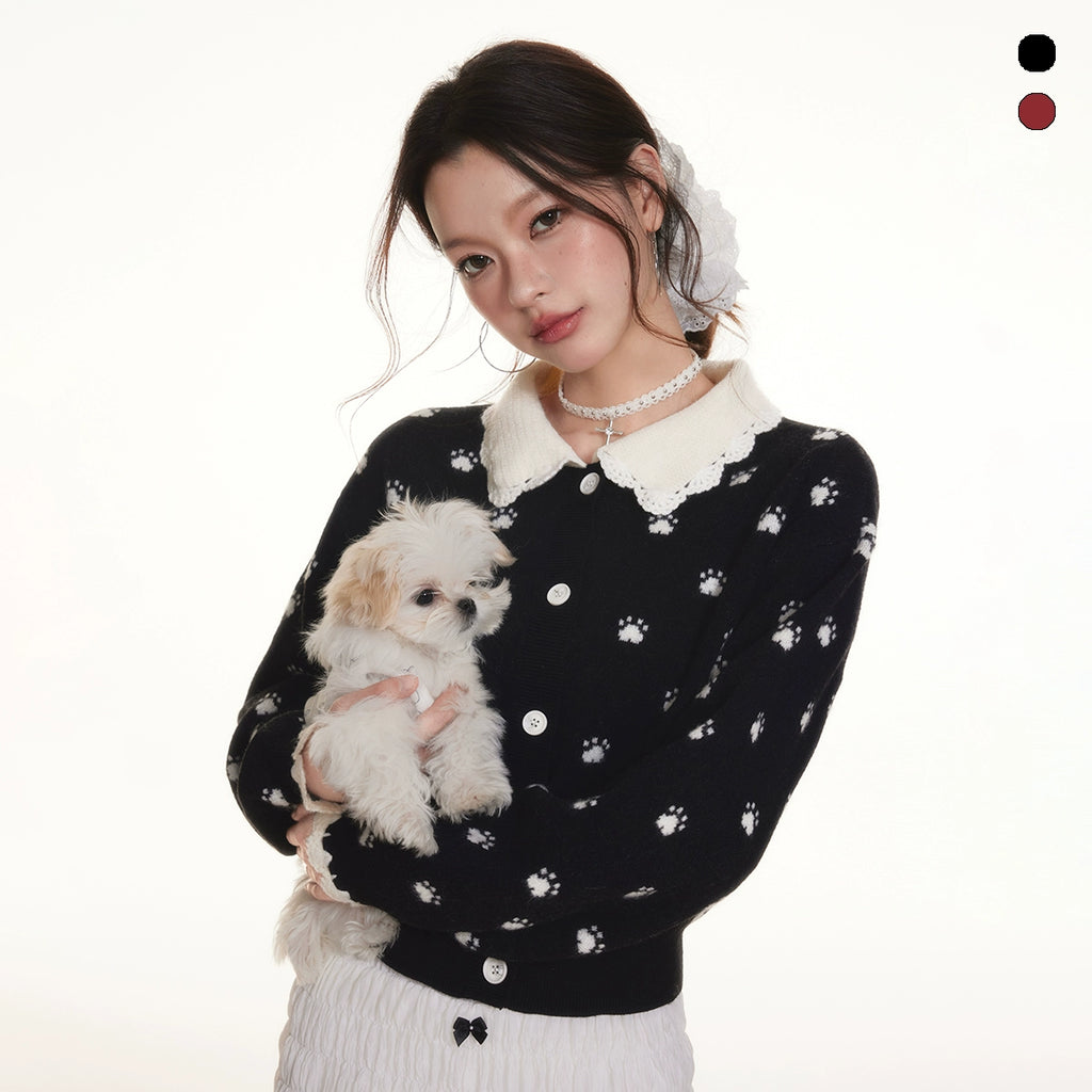 Imone Retro Claw Jacquard Loose and Thin Knitted Cardigan