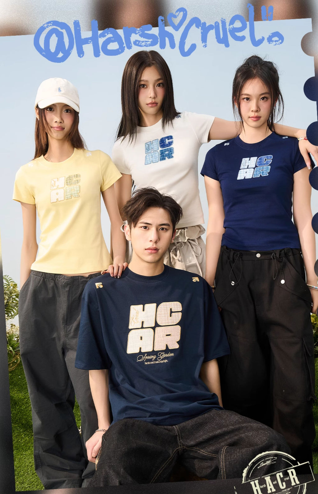 HACR small fragrant wind sticker elastic slim tee