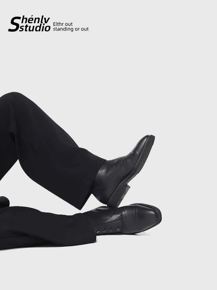 SHENLV STUDIO Button Pointed Casual Dress Chelsea Boots