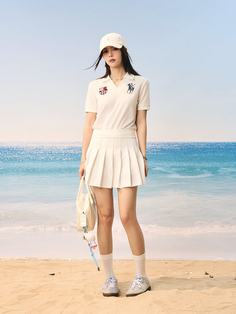 HACR Retro Soft Waxy Towel Fabric Embroidered Polo Shirt