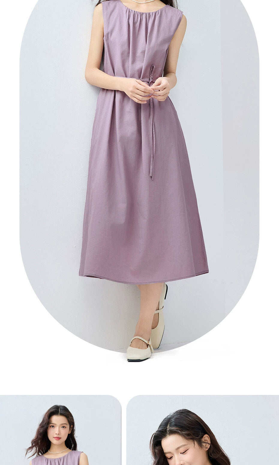 Giordano Strap-up Pleated Crew Neck Vest Dress