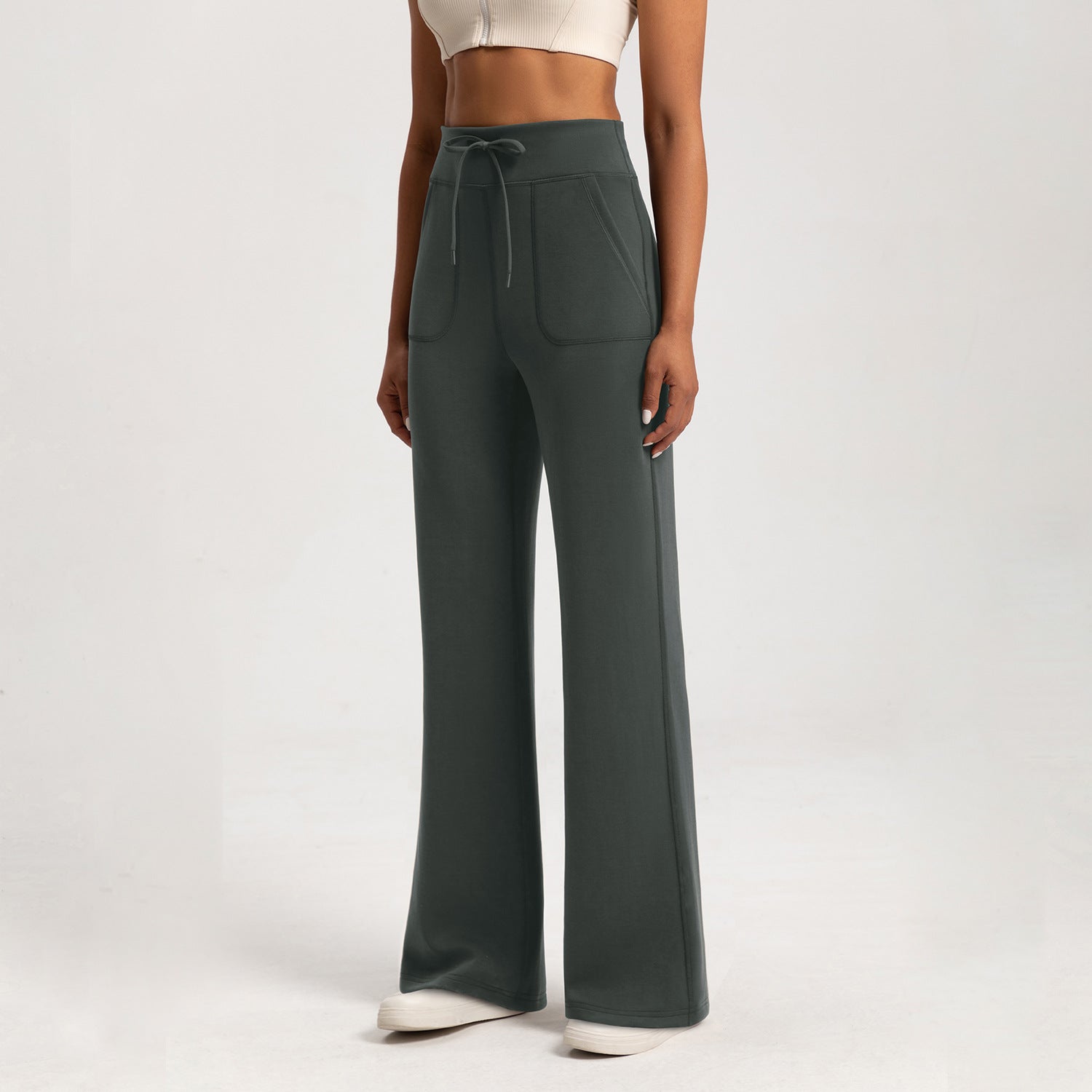 Athena Lulu Loose Straight-leg Pants with High Rise Nude Sports Yoga Pants