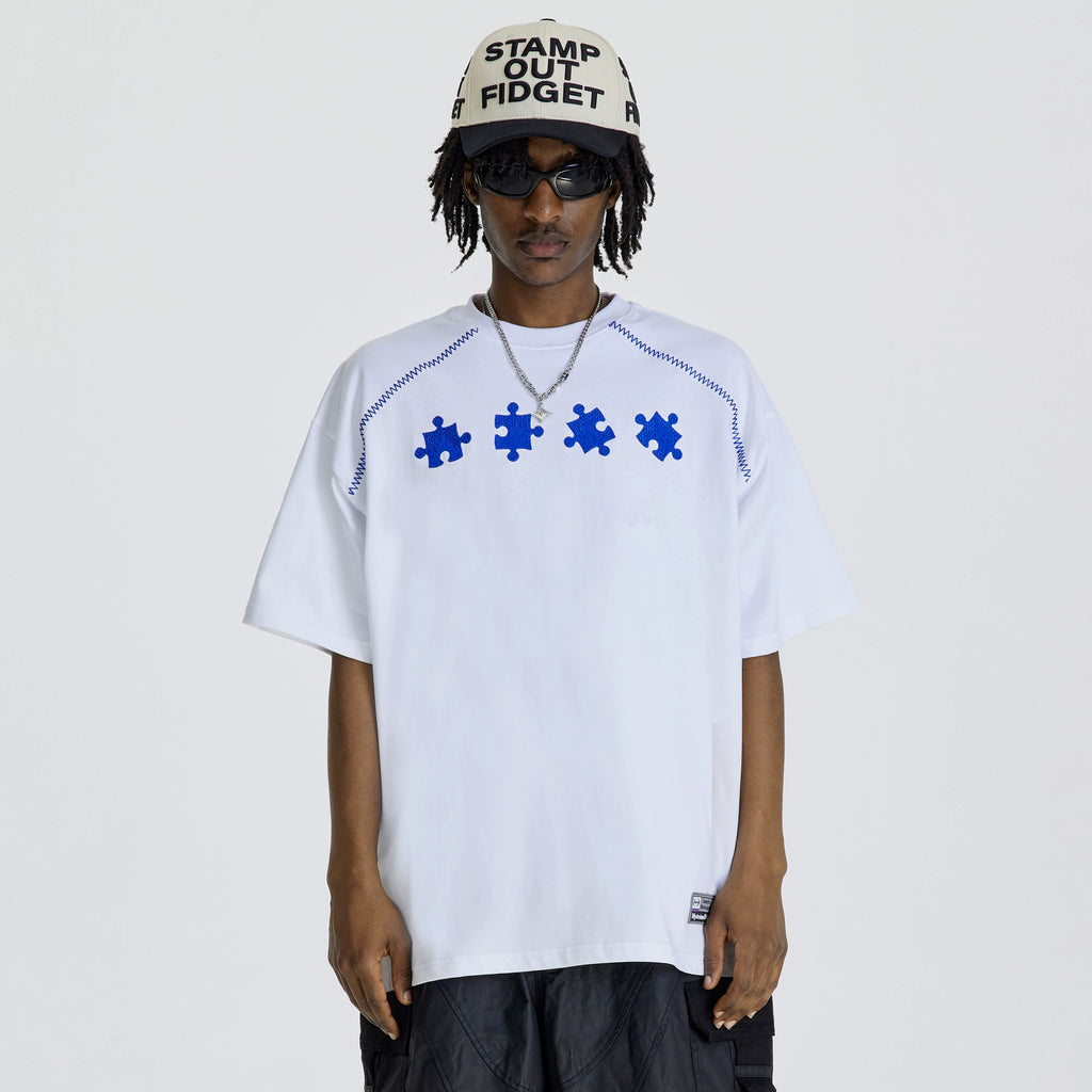NMK Flame Puzzle Heavy Industry Embroidery Tee
