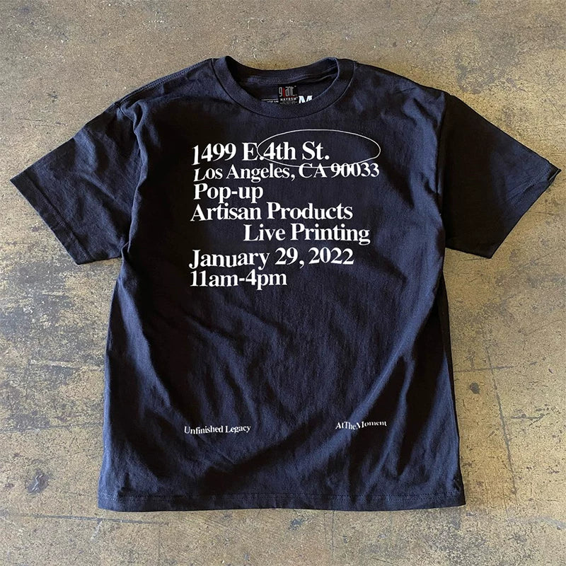 UPUPXIA Retro Letter Print Casual Tee