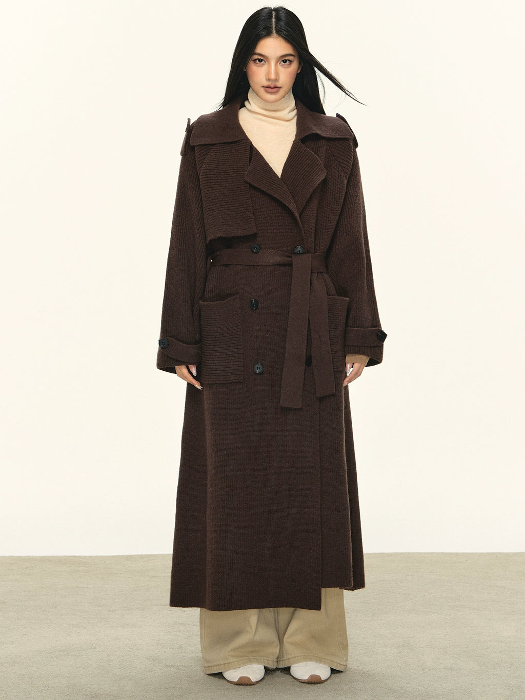 Anna Aneae Double-breasted Medium-length Temperament Coat