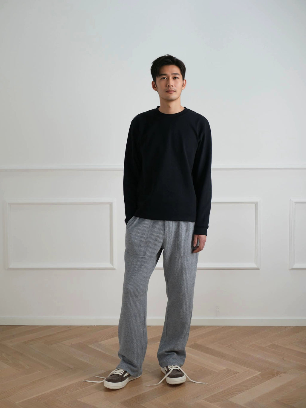 NO LOGO Warm Short Wide Bottom Long Sleeve