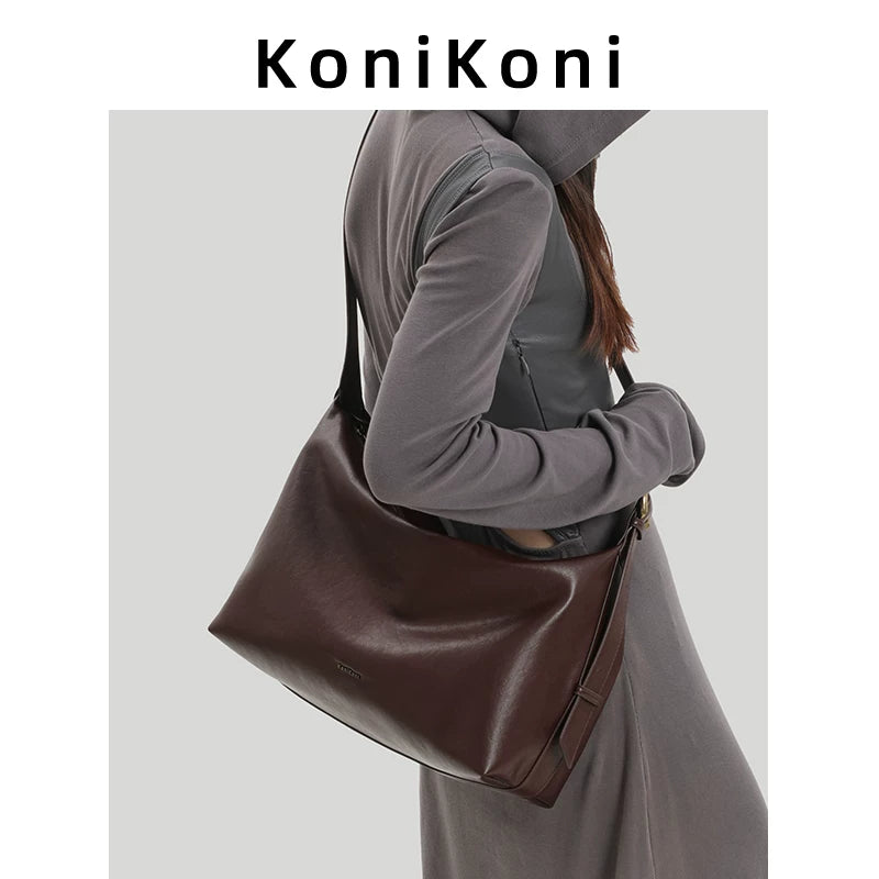 KoniKoni Leather Large Capacity Messenger Bag